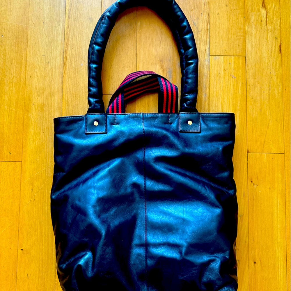 Clare V Black leather tote
